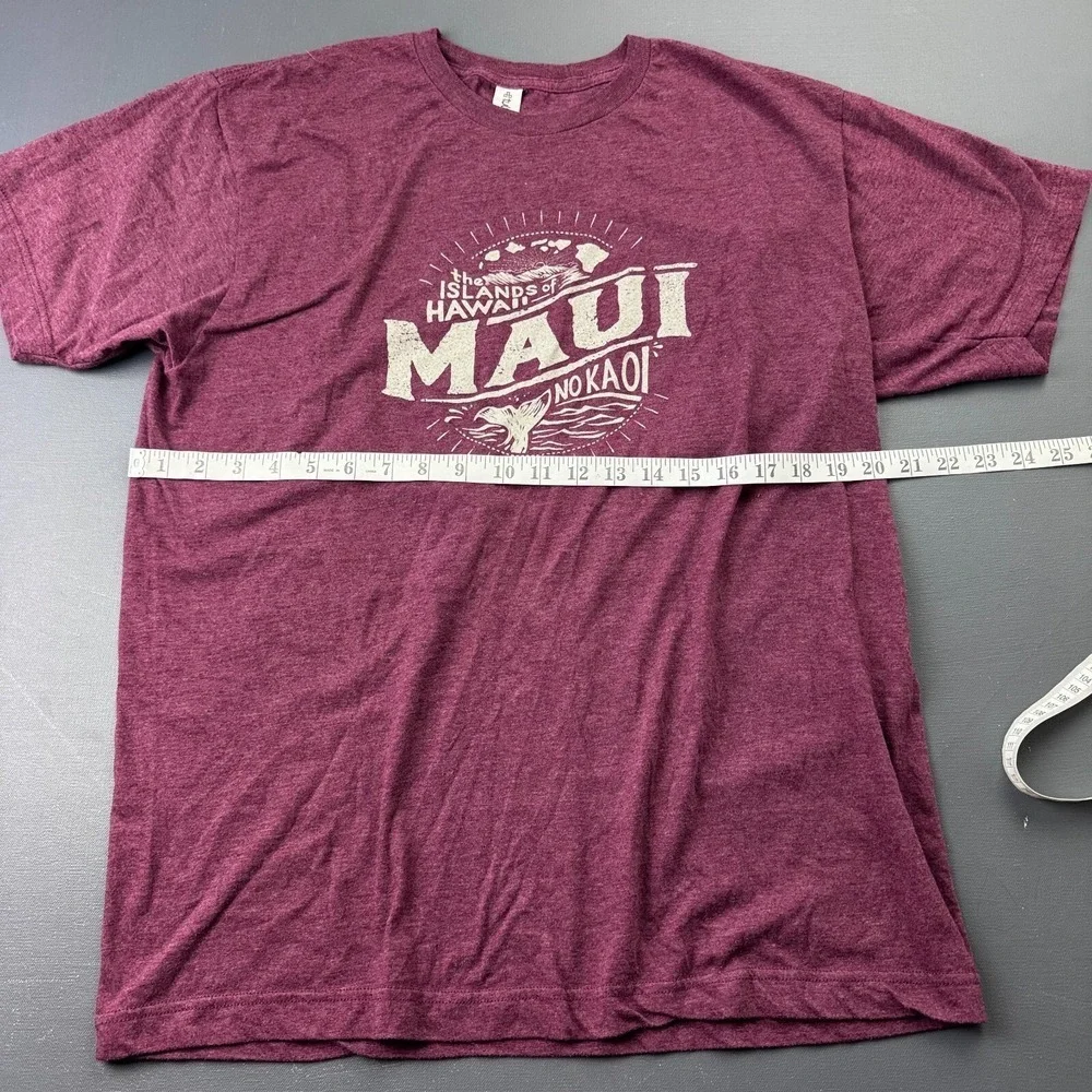 Tultex Womens Size Large Maui Hawaii Graphic T Shirt Purple Travel Souvenir Tee